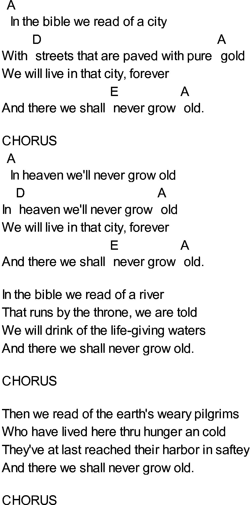 Bluegrass songs with chords - In Heaven Well Never Grow Old